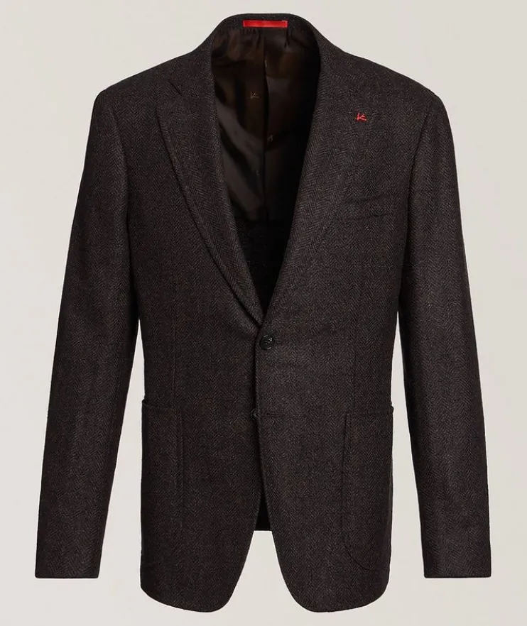 Herringbone Wool, Silk & Cashmere Sport Jacket