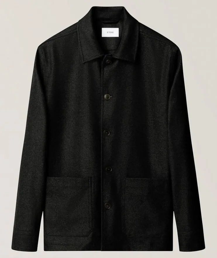 Herringbone Wool-Cashmere Chore Jacket
