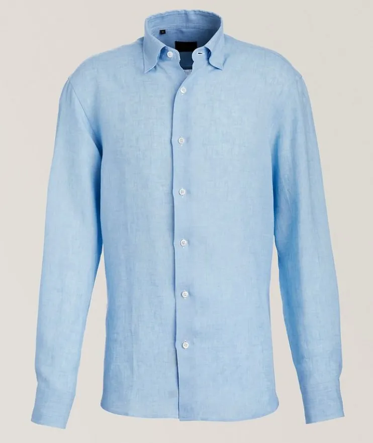 Hidden Button-Down Linen Shirt