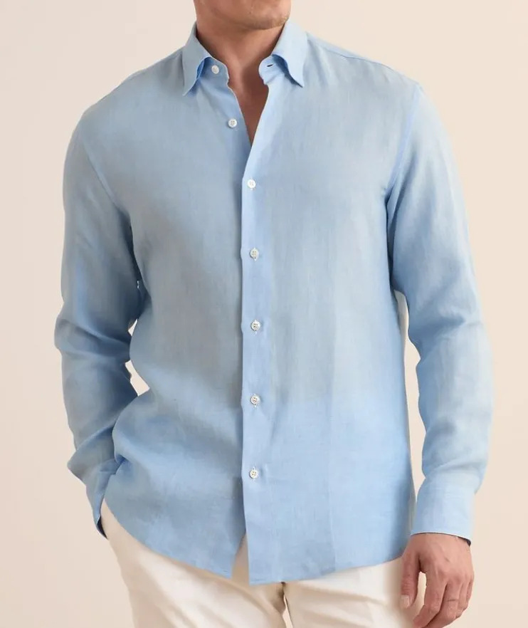 Hidden Button-Down Linen Shirt