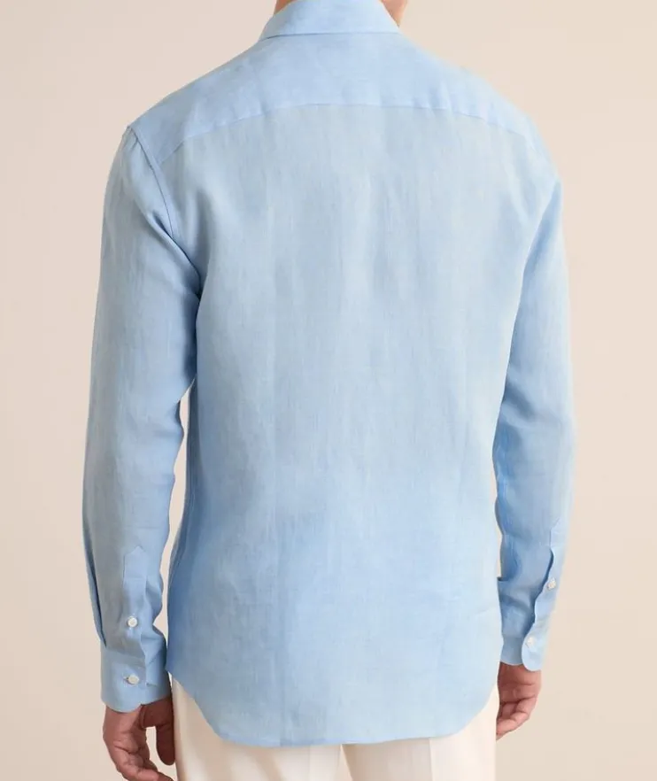 Hidden Button-Down Linen Shirt