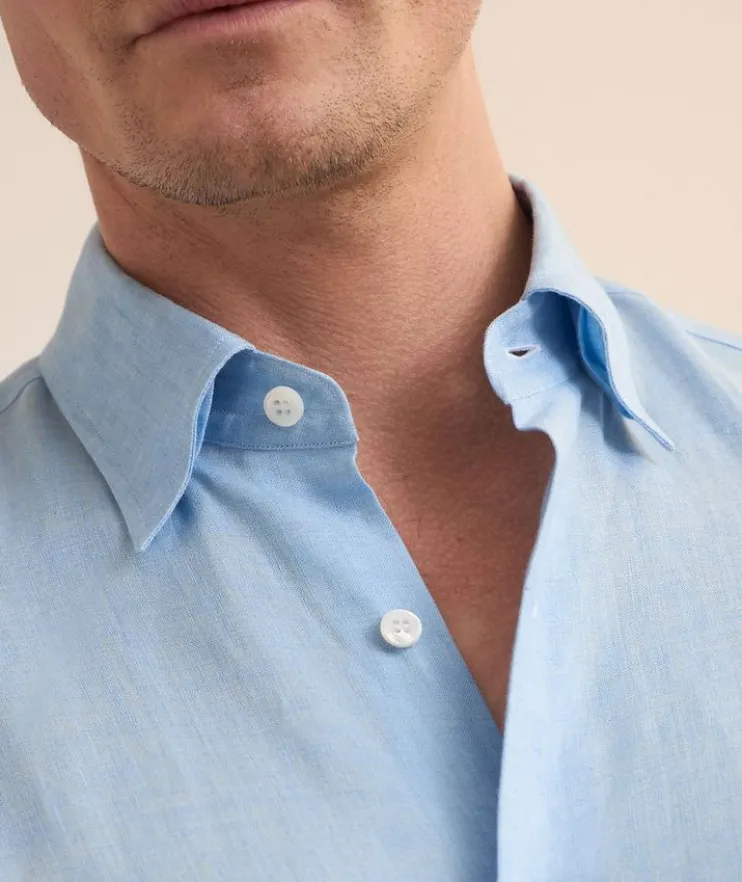Hidden Button-Down Linen Shirt