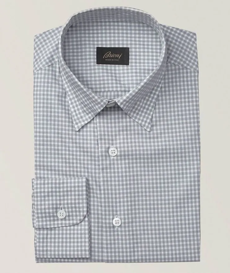 Hidden Micro-Check Cotton Flannel Shirt