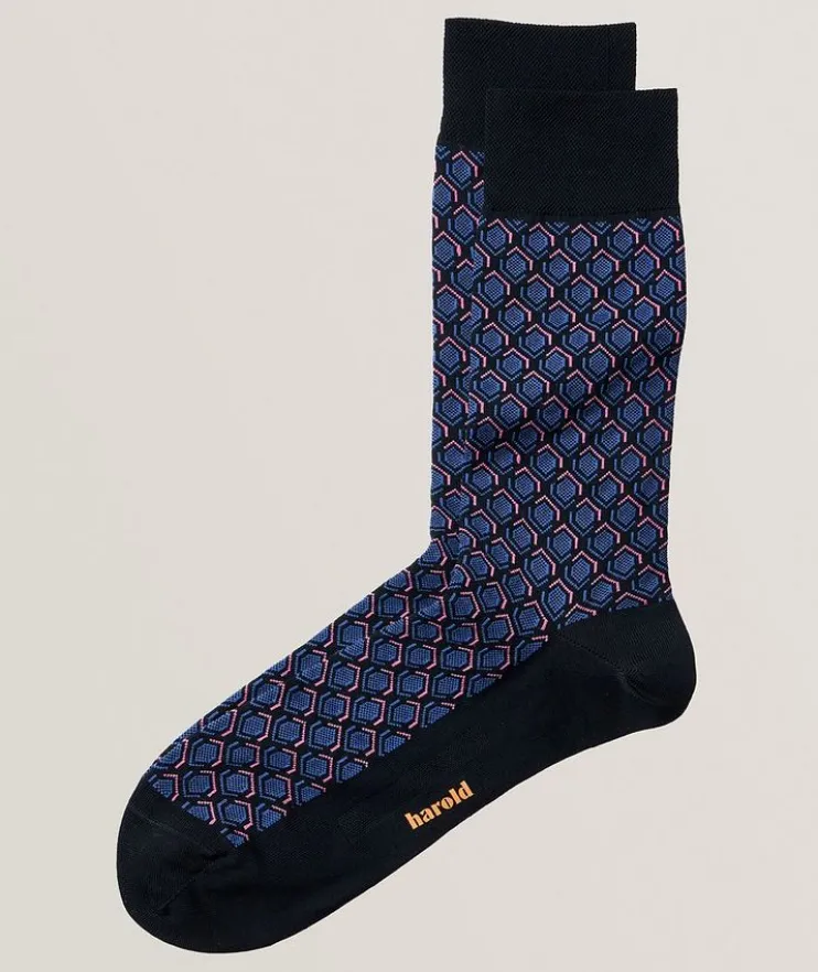 Honeycomb Cotton-Stretch Socks