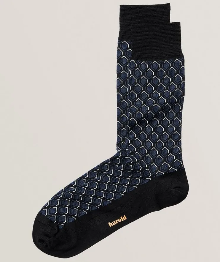 Honeycomb Stretch-Cotton Socks
