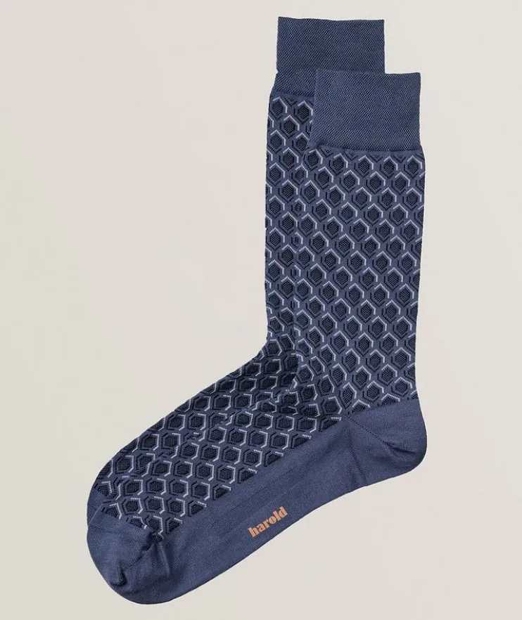Honeycomb Stretch-Cotton Socks