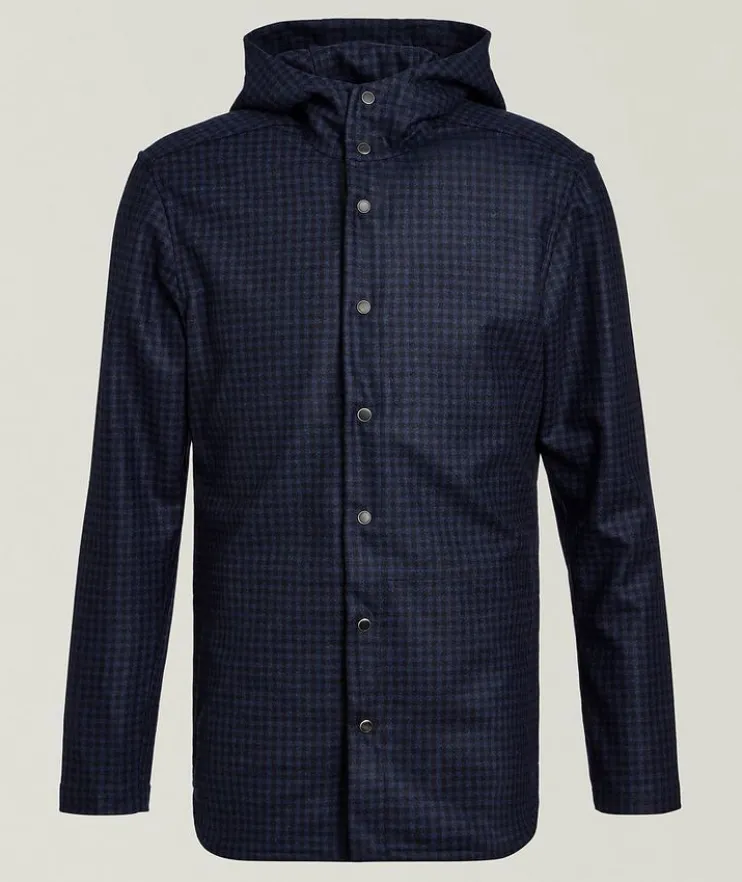 Hooded Gingham Wool Overshirt