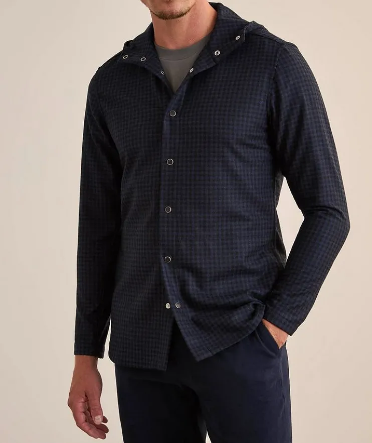 Hooded Gingham Wool Overshirt