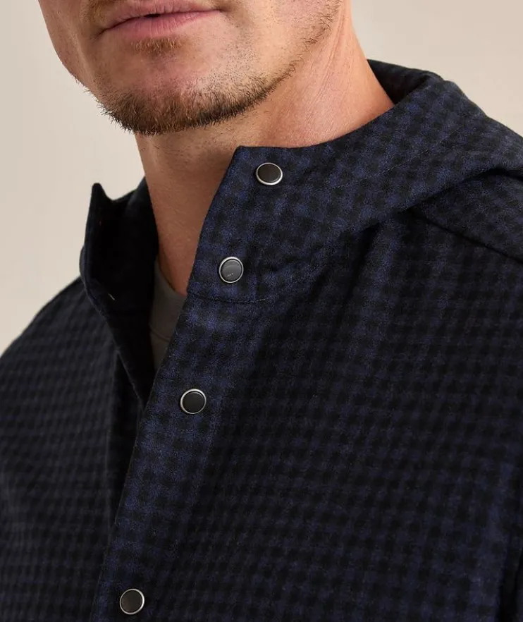 Hooded Gingham Wool Overshirt