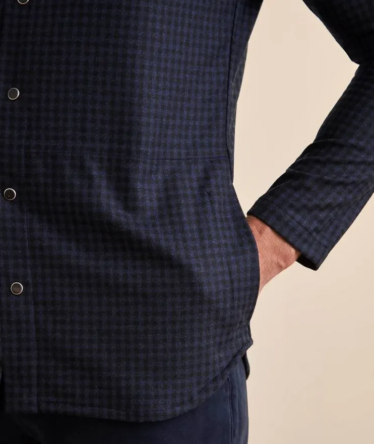 Hooded Gingham Wool Overshirt