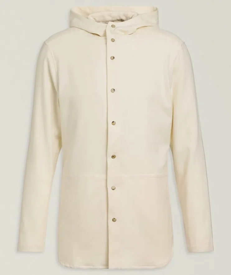 Hooded Herringbone Cotton Overshirt