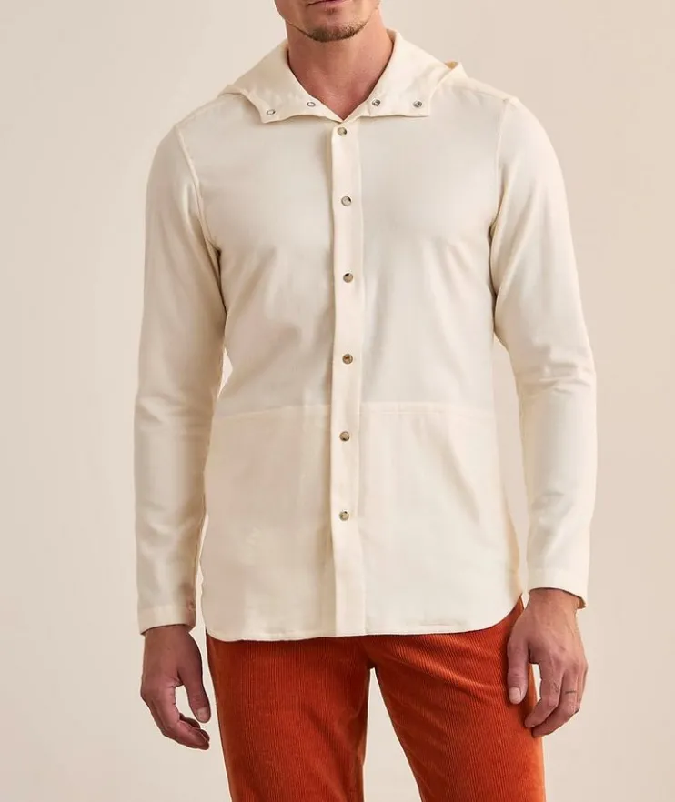 Hooded Herringbone Cotton Overshirt