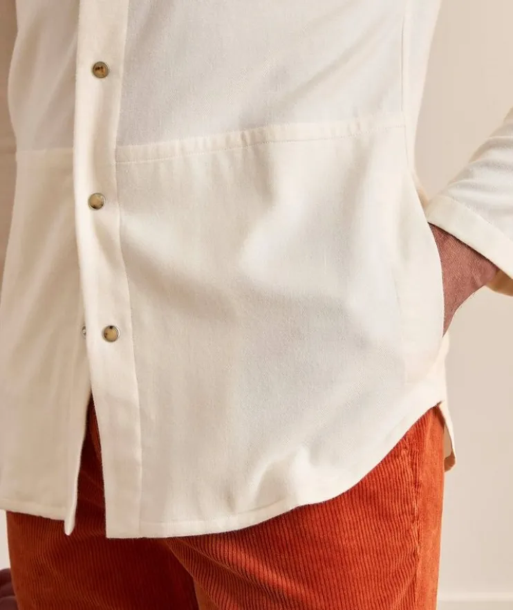 Hooded Herringbone Cotton Overshirt