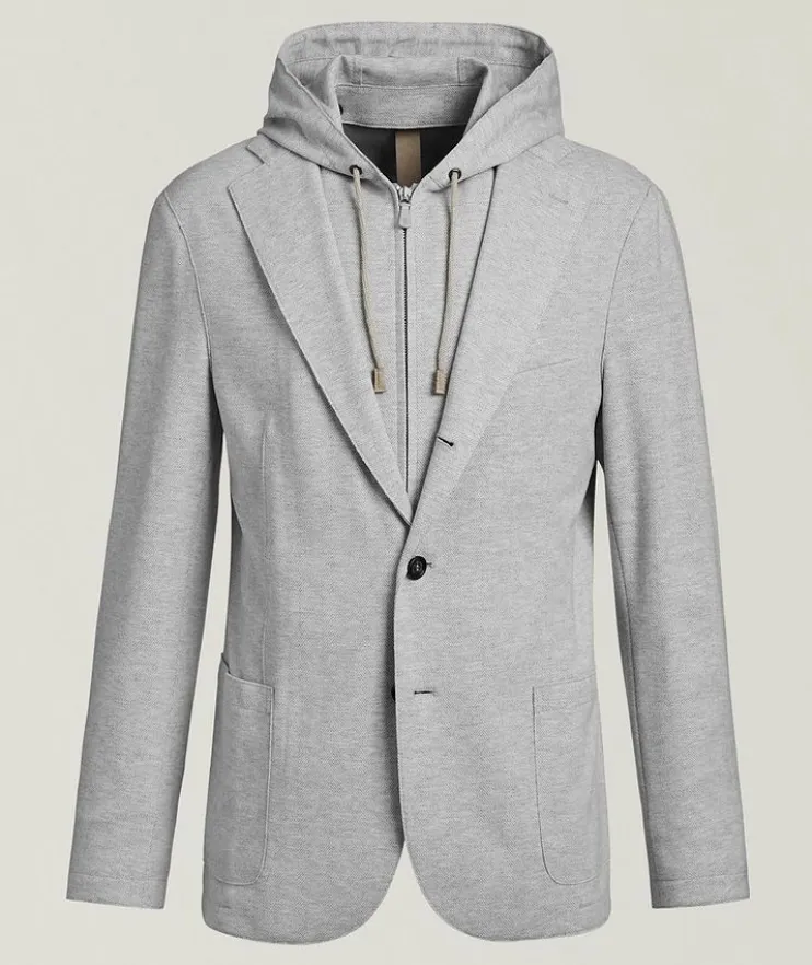 Hooded Herringbone Sport Jacket