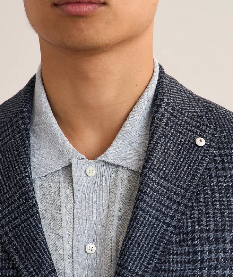 Houndstooth Wool-Blend Sport Jacket