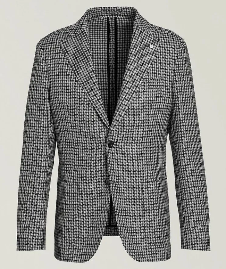 Houndstooth Wool-Silk-Linen Sport Jacket
