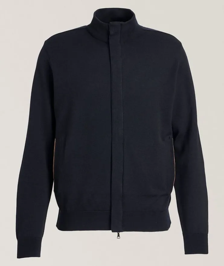 Hybrid Full-Zip Piping Sweater