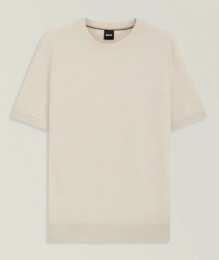 Ianni Ribbed Knit Lyocell-Cotton T-Shirt