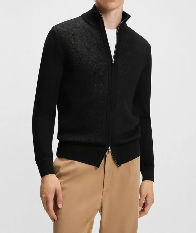 Illarione Zip-Up Wool Knit Cardigan