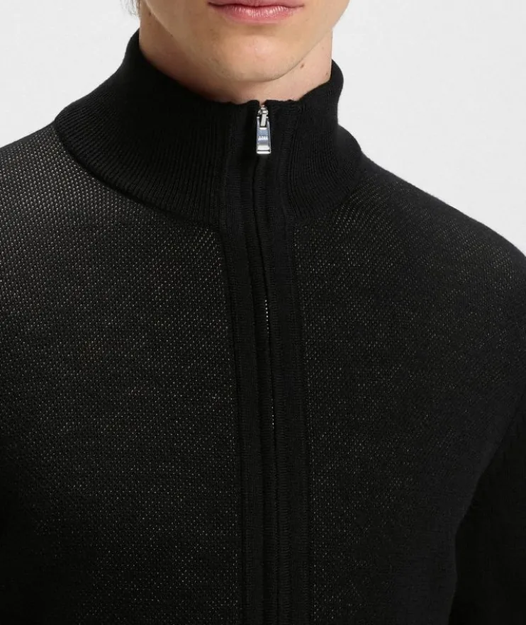 Illarione Zip-Up Wool Knit Cardigan