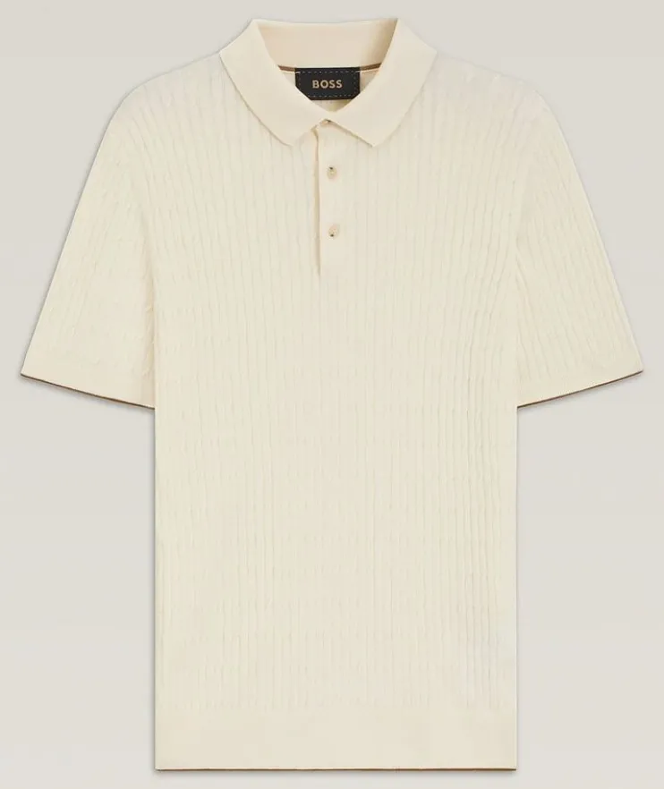 Incanto Silk-Cotton Cable-Knit Polo