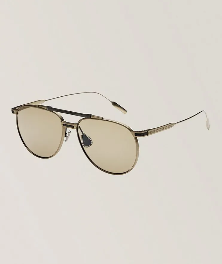 Intarsia Rays Aviator Titanium Sunglasses