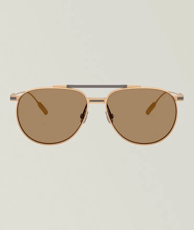 Intarsia Rays Aviator Titanium Sunglasses