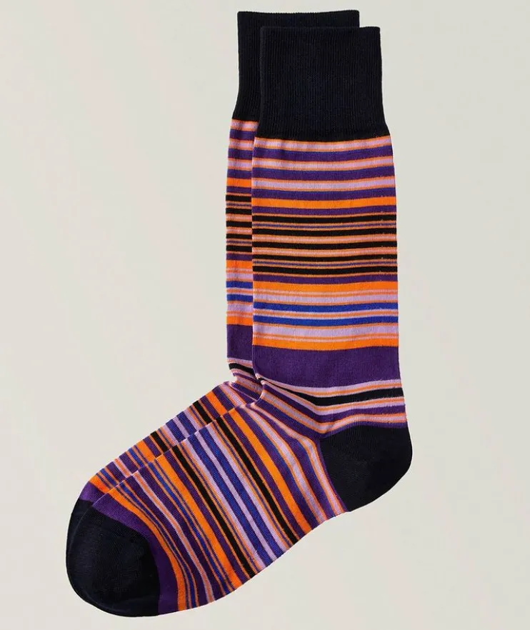 Irfan Stripe Stretch-Cotton Crew Socks