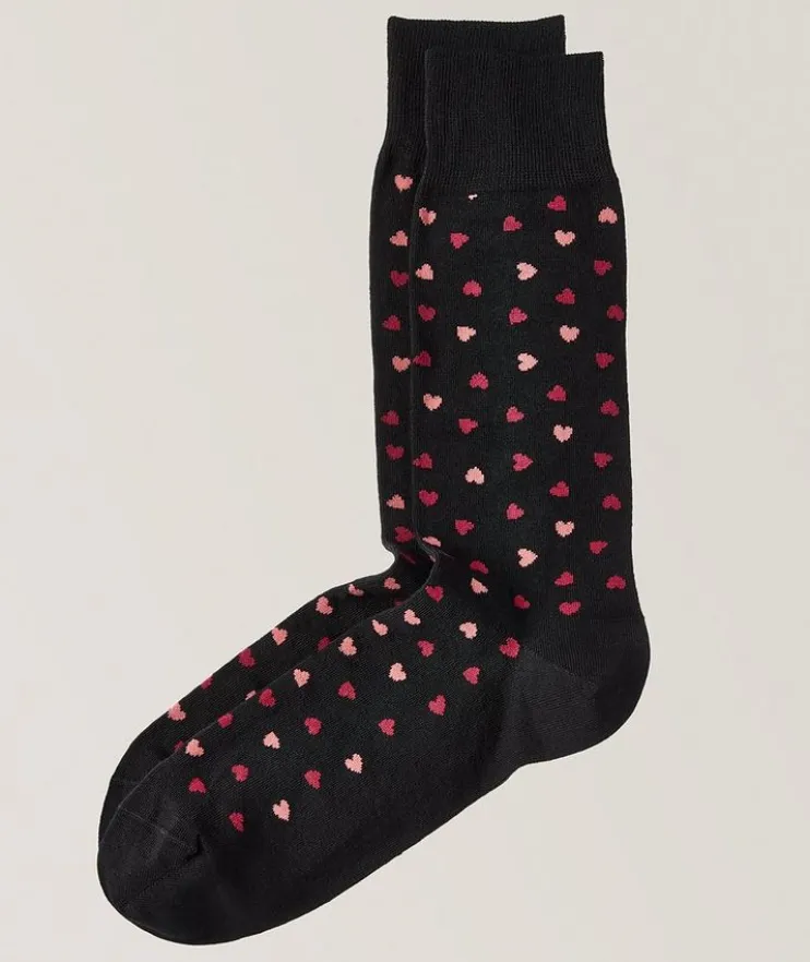 Islington Heart Stretch-Cotton Crew Socks