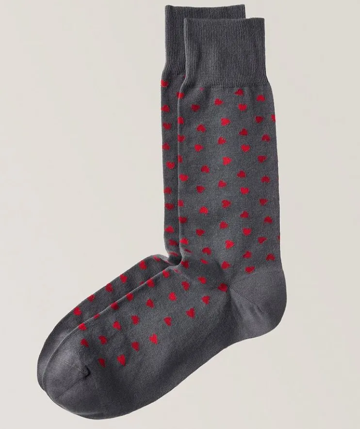 Islington Heart Stretch-Cotton Crew Socks