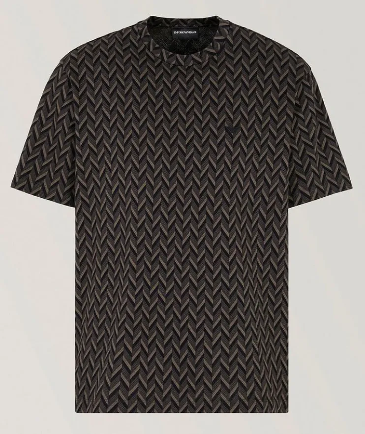 Jacquard Cotton Crewneck T-Shirt