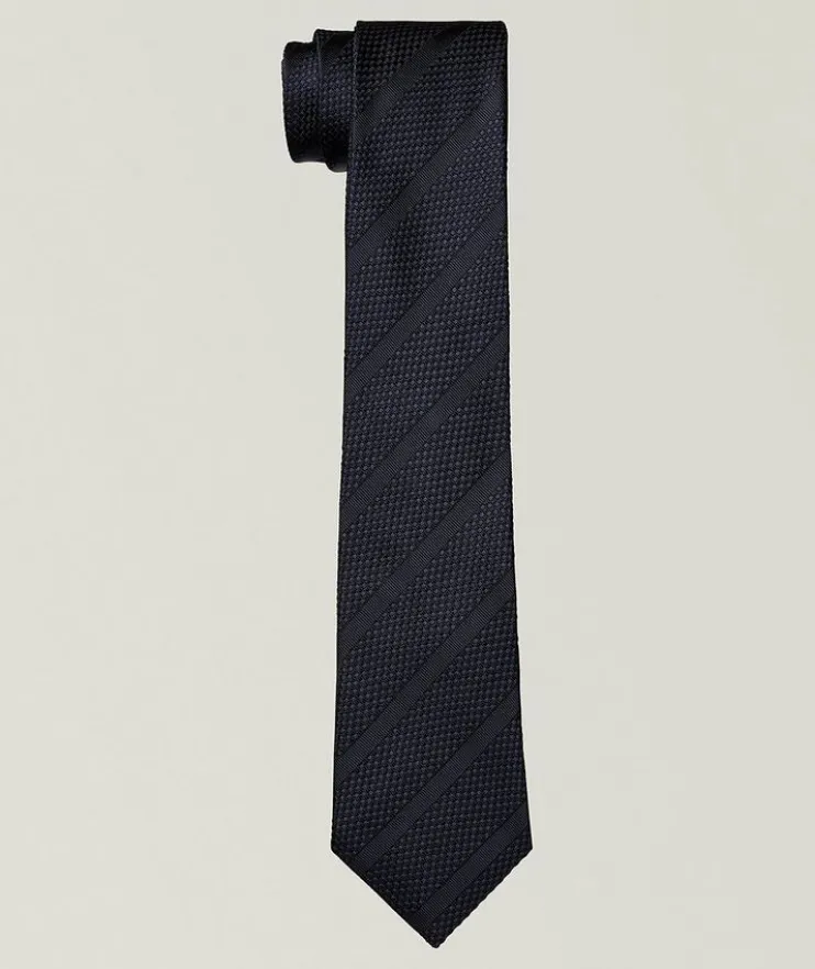 Jacquard Diagonal Striped Silk Tie