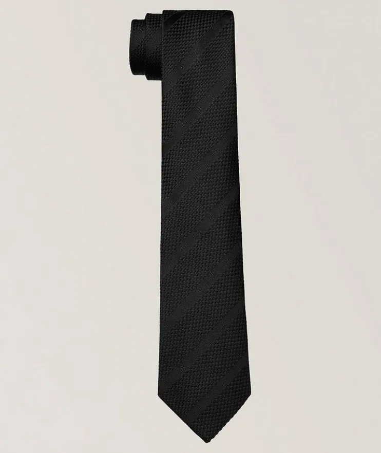 Jacquard Diagonal Striped Silk Tie