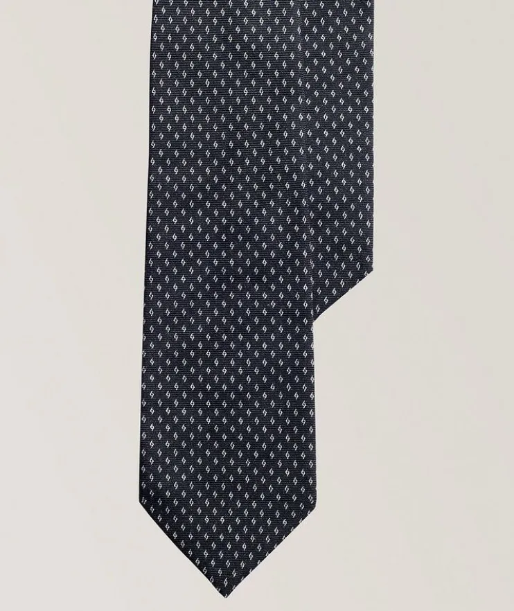 Jacquard Diamond Cashmere-Silk Tie