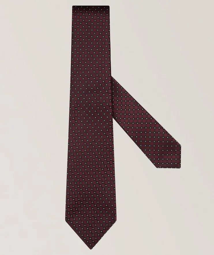 Jacquard Geometric Floral Silk Tie