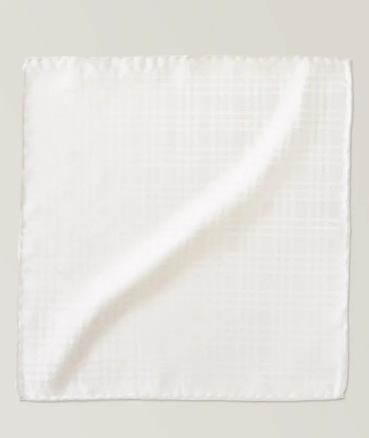 Jacquard Glen Check Silk Pocket Square