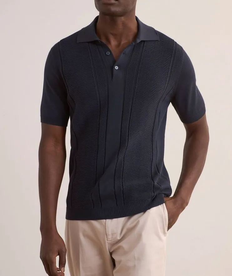 Jacquard Knit Polo Sweater