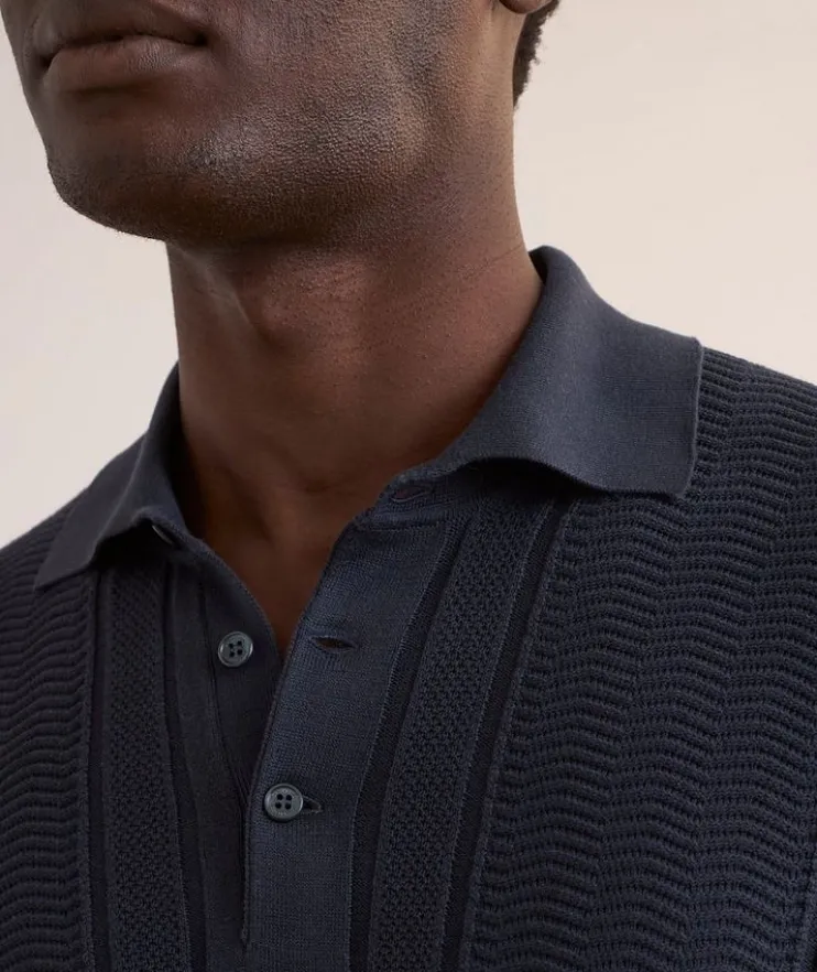 Jacquard Knit Polo Sweater