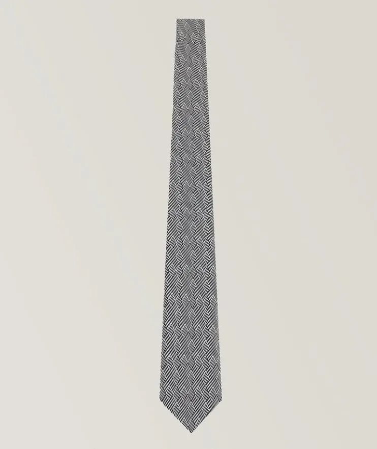 Jacquard Op-Art Motif Silk Tie