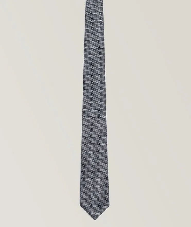 Jacquard Op-Art Motif Silk Tie