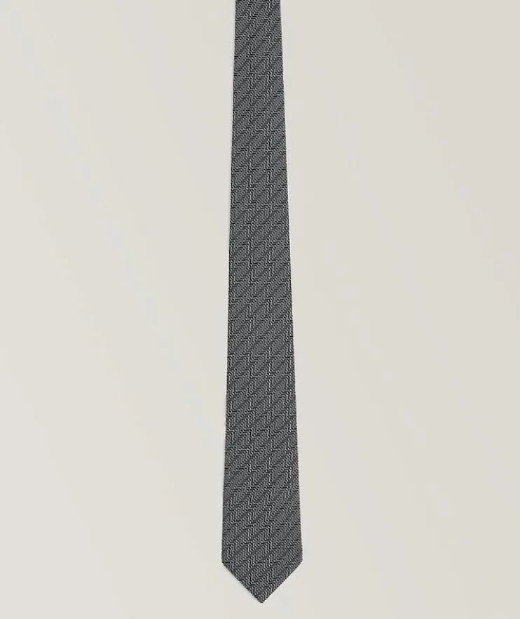 Jacquard Op-Art Motif Silk Tie