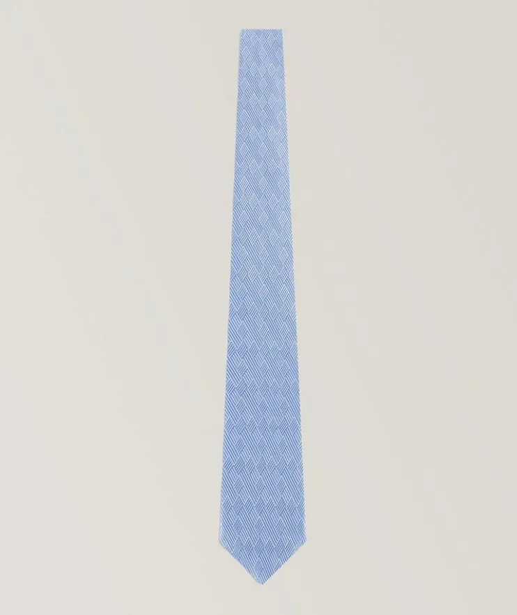 Jacquard Op-Art Motif Silk Tie