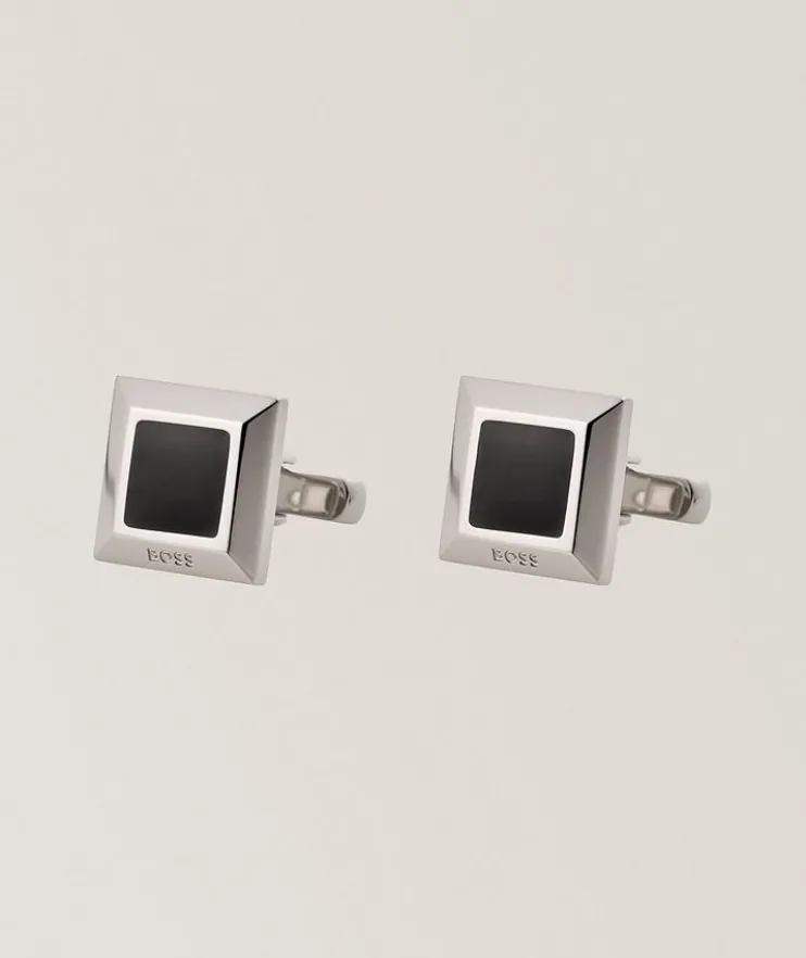 Jade Insert Square Cufflinks