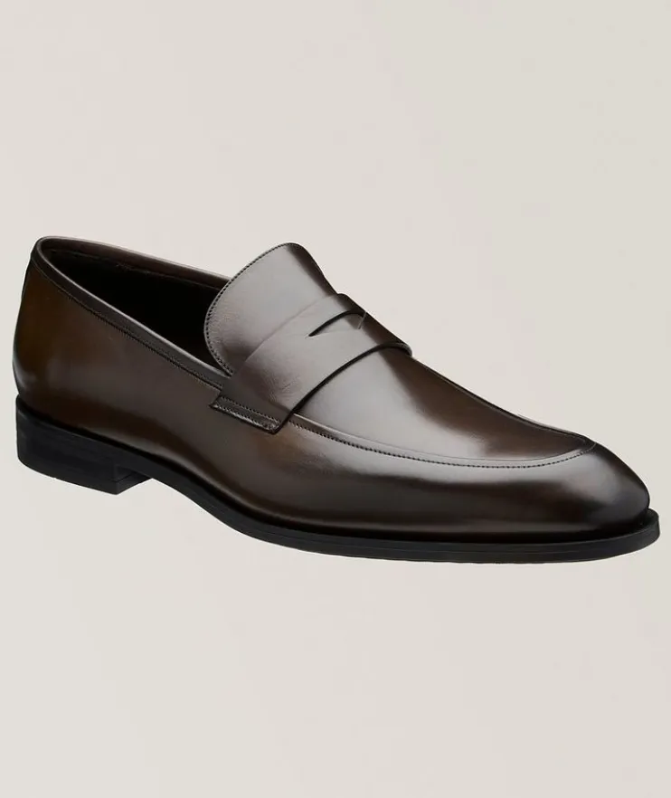 Jagger Burnished Leather Penny Loafers