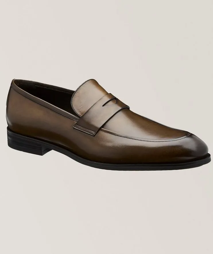 Jagger Burnished Leather Penny Loafers