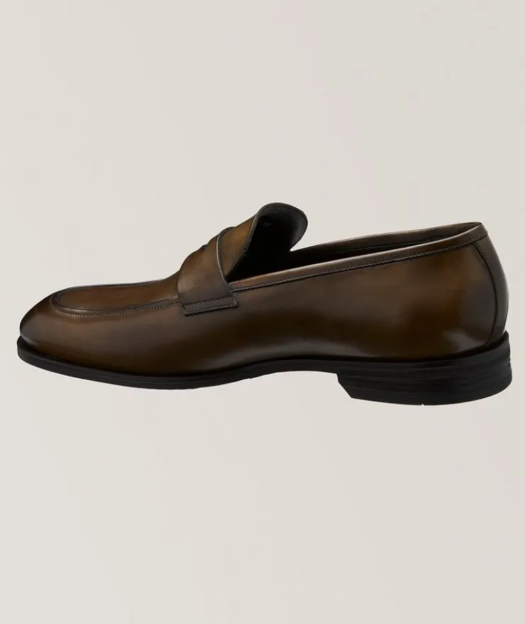 Jagger Burnished Leather Penny Loafers