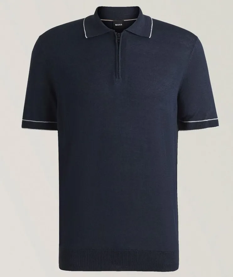 Jiovanotto Linen-Blend Zipper Polo