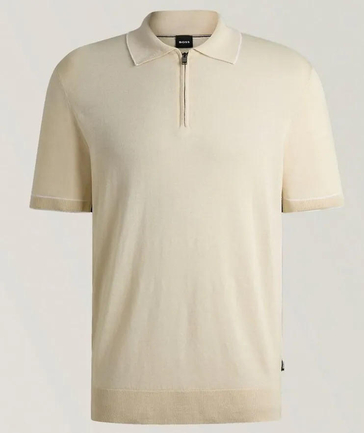 Jiovanotto Linen-Blend Zipper Polo