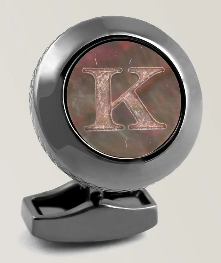 K' Engraved Personal Single Letter Cufflink
