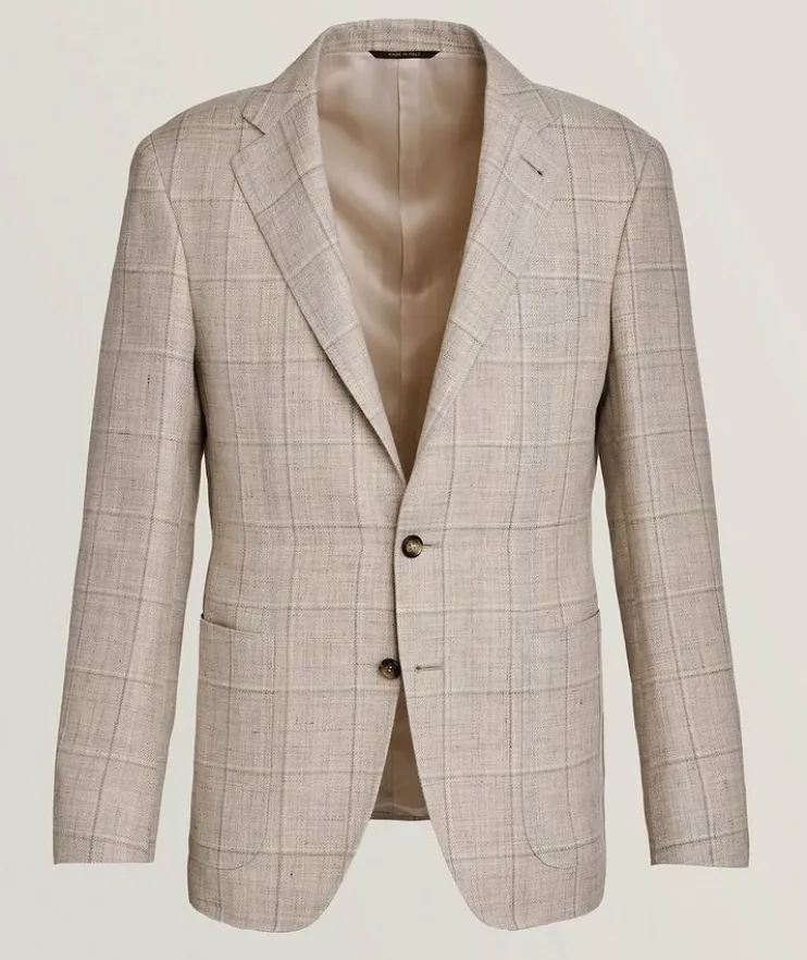 Kei Check Linen-Wool Sport Jacket